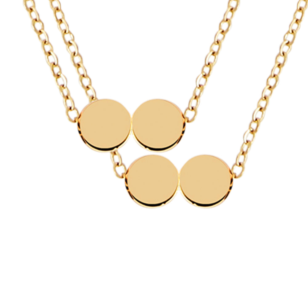 Front and Back View Multiple Initial Necklace Gold