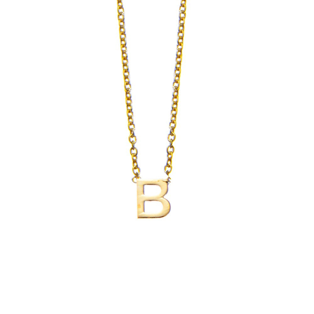 B Initial necklace in gold