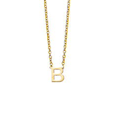 B Initial necklace in gold