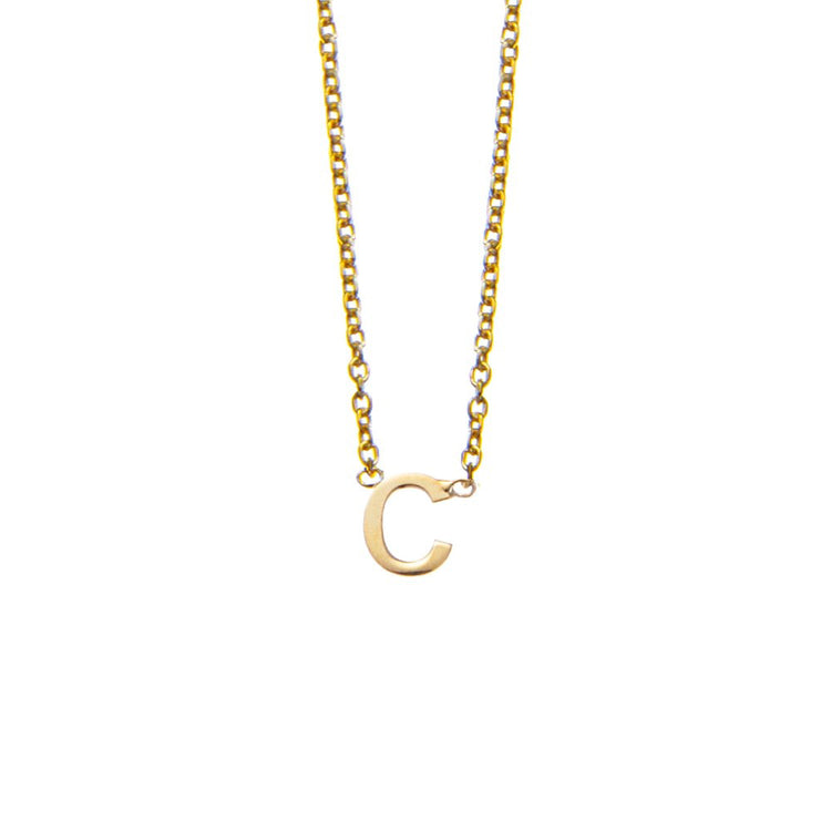 C Initial necklace in gold