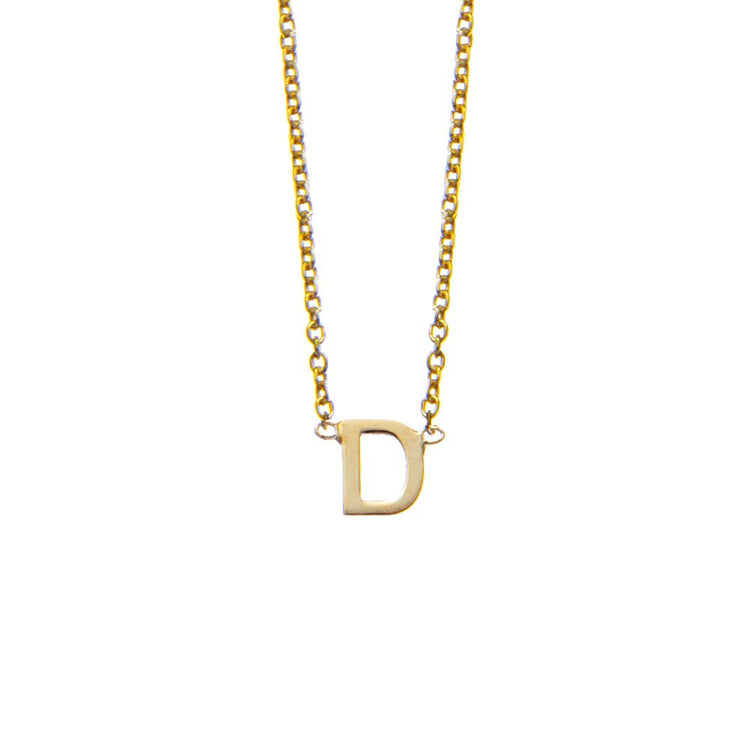 D Initial necklace in gold