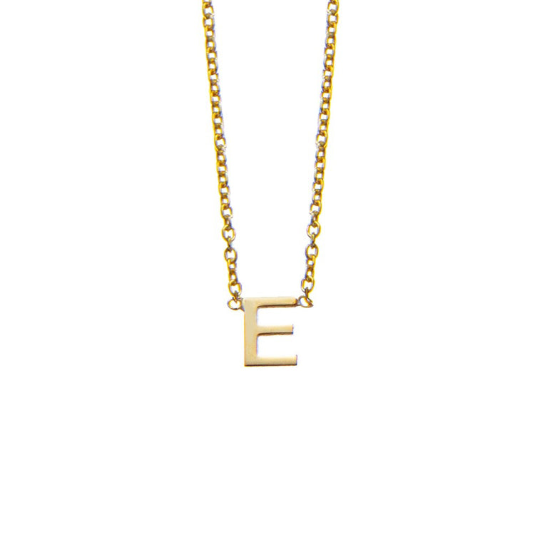 E Initial necklace in gold