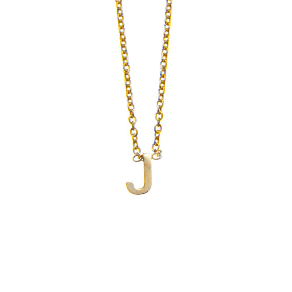 J Initial necklace in gold