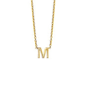 M Initial necklace in gold