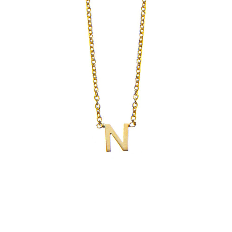 N Initial necklace in gold