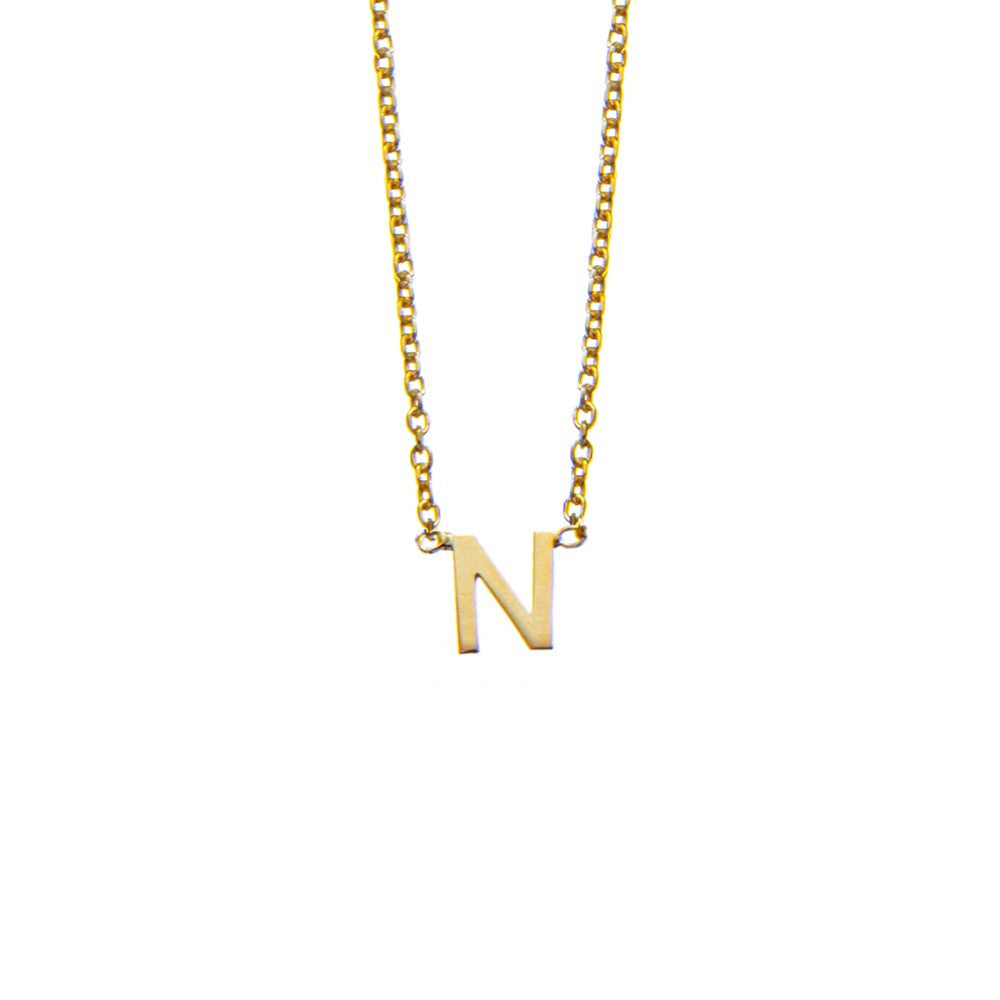 N Initial necklace in gold