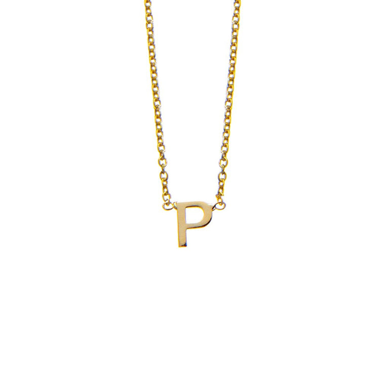 P Initial necklace in gold