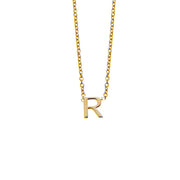 R Initial necklace in gold