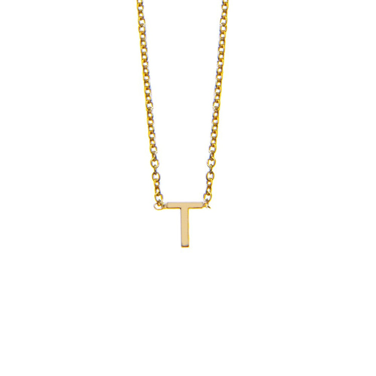 T Initial necklace in gold