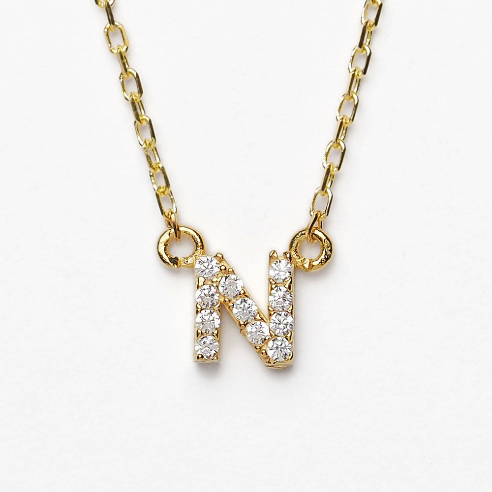 Initial Necklace with cubic zirconia stones